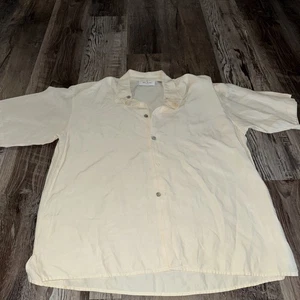 Vintage Bill Blass Shirt Mens Large L Yellow Silk Linen Button Down (18) - Picture 1 of 3