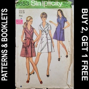 Vintage Simplicity Doublebreasted Coat Dress Pattern #8653 Size 16 CUT - Picture 1 of 6