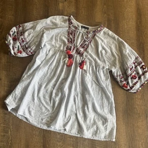 Zara trf Women’s Boho Embroidered Knee Length Tasseled Dress With Pom Poms Sz S - Picture 1 of 9
