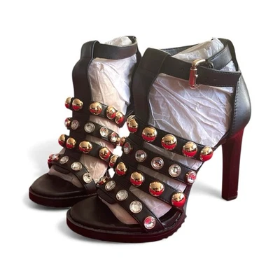 Karl Lagerfeld Paris Brexton Black T-Strap Sandals Women’s 5 Rhinestone Flat - Image 1 of 4