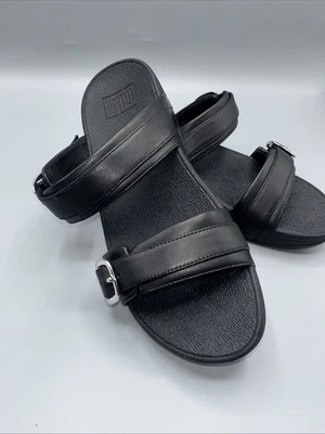 FitFlop Women's LULU Adjustable Leather Slides Black Size 7 - Image 1 of 4