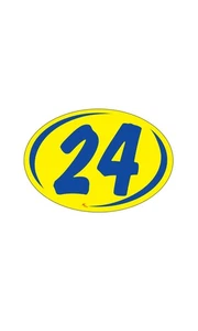 SSWBasics Oval 2-Digit Year Stickers - Blue/Yellow - "24" - Pack of 12 - Picture 1 of 1