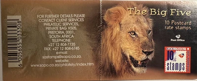 South Africa  “The Big Five” postcard rate stamps booklet 2003 (9 stamps) MNH - Image 1 of 2