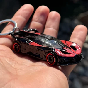 Bugatti Bolide Red Keychain Keyring Gift for Men Mini Supercar Charm - Foto 1 di 7