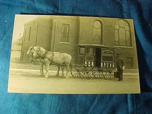 Early 20thc HEINRICH'S REMEDIES Horse Drawn DELIVERY WAGON REAL PHOTO POSTCARD - Picture 1 of 3