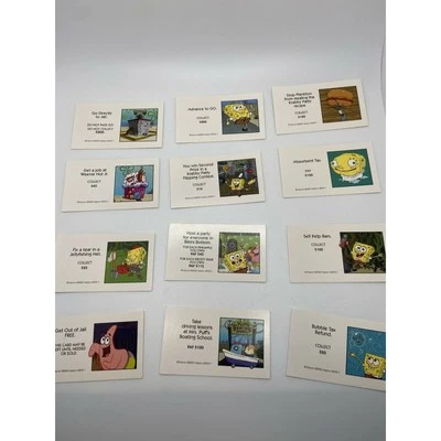 Monopoly Sponge Bob Full Card Set 2005 Treasure Chest Card Replacement 16 Cards - Image 1 of 3