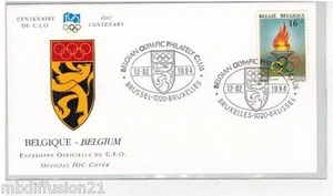 1994-FDC ENVELOPPE 1°JOUR**INTERNATIONAL OLYMPIQUE-CIO-BRUXELLES-TIMBRE BELGIQUE - Imagen 1 de 1