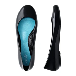 Oka-B Taylor Shiny Ballet Flats Black Jelly Shoes Rubber Slip On Sz 7 / 37 - Picture 1 of 8