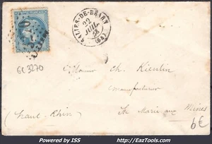 FRANCE N°29B SUR LETTRE GC 3270 SALIES DU BEARN BASSES PYRÉNÉES DU 22/07/1868 - Picture 1 of 2
