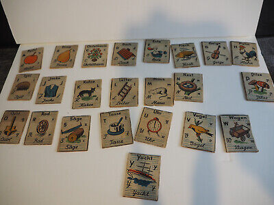 Vintage ABC Lernkarten, Alt, Ca, 6 Cm X 4 Cm • 11.95€