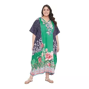 Women Plus Size Floral Kaftan Maxi Dress Beachwear Boho Sleepwear Night Gown - Picture 1 of 8