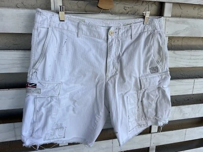 Ralph Lauren Denim Supply Hombres Blanco Envejecido Carga Pantalones Cortos 36 Bandera Foto 1 de 4