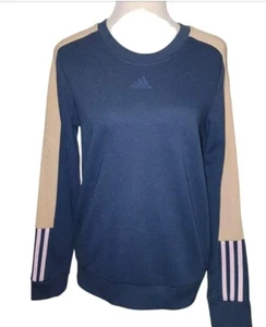 Adidas Navy Blue Pink Essentials Logo Colorblock Sweatshirt Medium Cozycore NWT - Picture 1 of 5