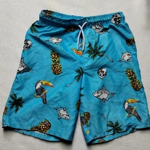 Wonder Nation Swim Trunks Tropical Toucan Shark Skull Print Kids Size L - Picture 1 of 9