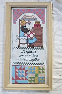 QUILTER SAYING PIECES OF LOVE SEWN UP CROSS STITCH KIT 8920 FRAME NEW Sealed - Picture 1 of 2
