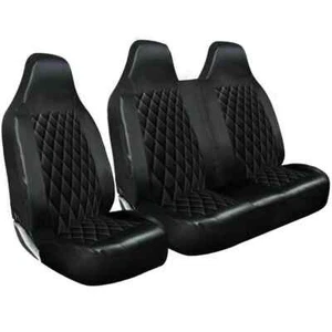 2+1 Heavy Duty Waterproof Black Diamond Quilted Leather For For Peugeot Partner - Picture 1 of 1