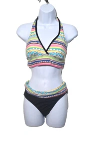 Anne Cole Signature 2 Piece Swimsuit M Geometric Swim Wear Bikini Stretch Beach - Picture 1 of 17