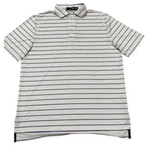 RLX Ralph Lauren Polo Shirt Mens Large White Red & Blue Striped Golf Wicking - Picture 1 of 8