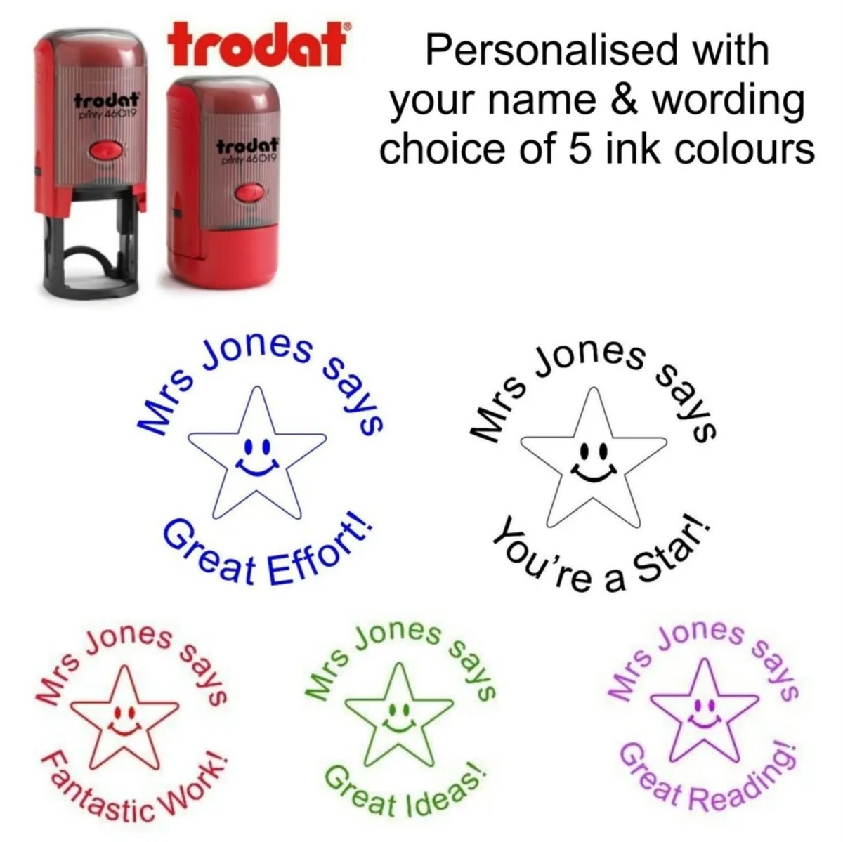 Round Teacher Stamp - "SPOT ON!" Self-Inking Stamp With Red Ink, 5/8" Impression, Clear Base - View #8