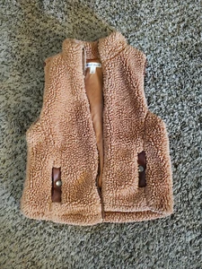 Cute Little Girls Derek Heart Furry Zip Front Vest 2 Pocket, Size 8 - Picture 1 of 4