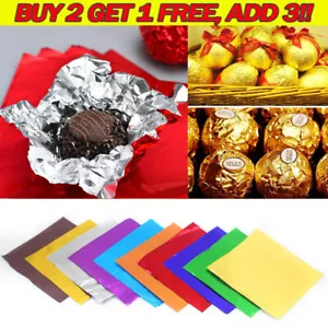 100pcs Chocolate Foil Paper Aluminum Wrappers Candy Sweets Package Wedding Decor - Picture 1 of 19