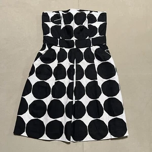 Banana Republic X Marimekko Black & White Circle Strapless Dress Womens 10 NWT - Picture 1 of 21