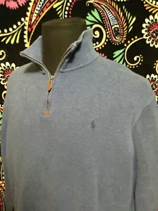 Polo Ralph Lauren XL Herren 1/4 Zip Pullover Blau Langarm Baumwolle Neu ohne Etikett - Bild 1 von 5