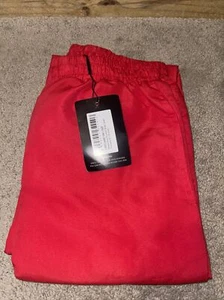 Pretty Little Thing Red Ruched Side Cargo Trousers Size 4 - Picture 1 of 6
