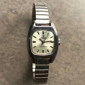 Stellaris Gold Tone Electronic Transistorized Womens Watch Metal Swiss Made Vtg - Picture 1 of 8