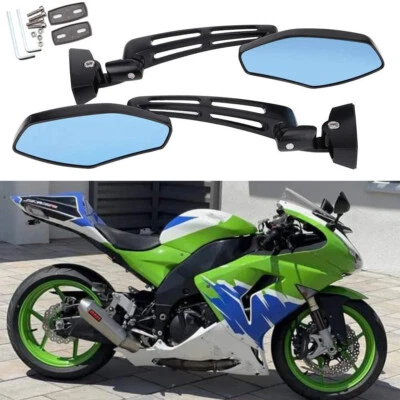 For Kawasaki Ninja 650 EX650E ZX6R ZX9R ZX10R Motorcycle Black Rear View Mirrors - Imagem 1 de 4