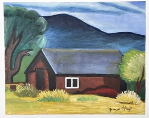 Georgia O'Keeffe (Handmade) Oil Drawing On old Paper Signed & Stamped, Vtg Art - Picture 1 of 4
