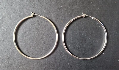 PENDIENTES ARO REDONDOS PLATA ESTERLINA 925 RELLENO FINO 5 cm y caja de regalo gratis. Foto 1 de 4