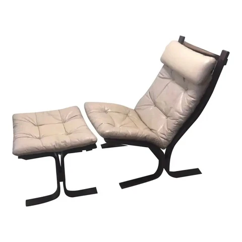 Westnofa Mid Century Leather Siesta Lounge Chair and Ottoman Cover