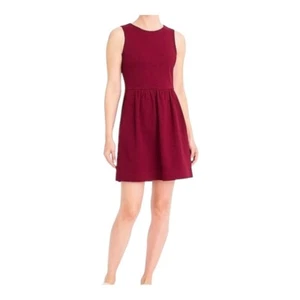 J. Crew Burgundy Daybreak Fit & Flare Dress with Pockets Women Size Large - Picture 1 of 9