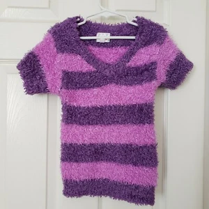 Justice Girls Purple Pullover Sweater Size 7 Short Sleeve - Picture 1 of 7