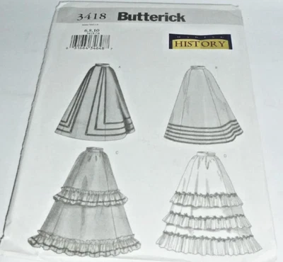 Victorian Flared Princess Walking Skirt Ruffles Costume Sewing PATTERN 6-10 - Image 1 of 3