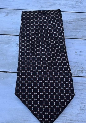 Corbata Brooks Brothers para hombre talla única azul marino geométrica pura seda hecha en EE. UU. Italia Foto 1 de 4