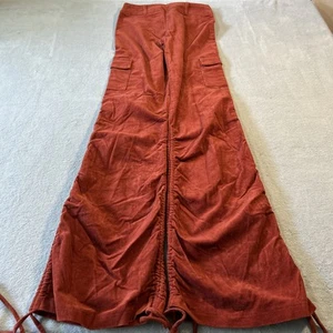 Vintage Corduroy Bell Bottoms Dojo Cargo Jeans Womens Medium 28x36 Strings Ties - Picture 1 of 13