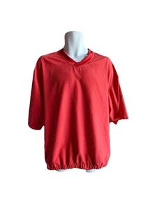 Footjoy Windbreaker Golf Pullover Mens Large Red Short Sleeve V-Neck Pockets - Picture 1 of 12