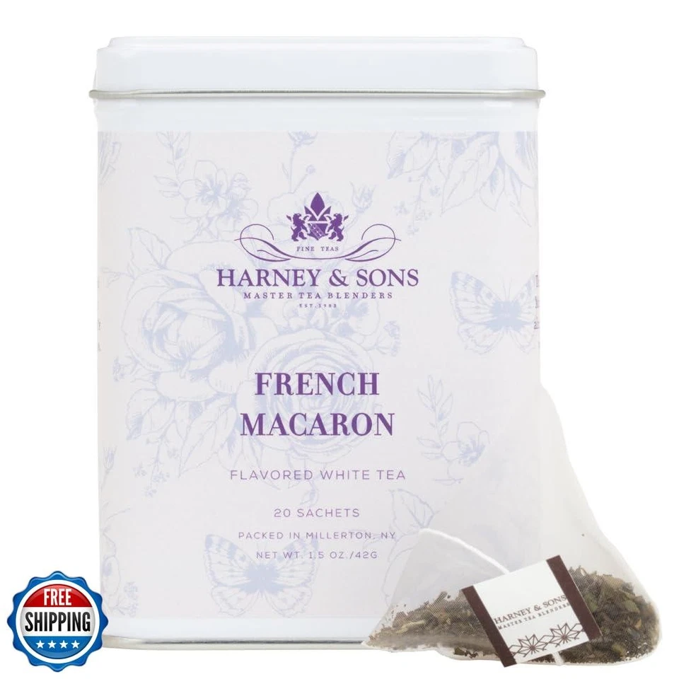 Harney and Sons French Macaron, White Tea, 20 sachet tin - Image 1 of 4