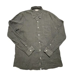 Faherty Brand Laguna Pure Linen LS Button Up Shirt Black Size XXL Men EUC - Picture 1 of 7