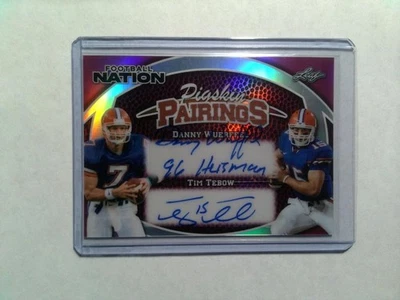 2025 Leaf Football Nation 1 of 1 Dual Autograph - Danny Wuerffel & Tim Tebow 1/1 - Image 1 of 2