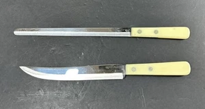 Vintage Lot 3 Prestige England Bakelite Carving Set Knife Fork Stainless Steel - Picture 1 of 9