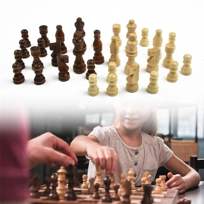 Classic Wood Chess Game with 32 Carved Pieces Perfect for Children and Adults - Image 1 of 4