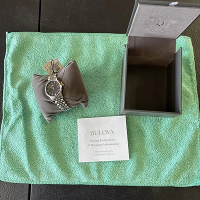 Bulova Women's Classic Black Dial Watch  96P226 Diamond Stainless Jubilee  - Image 1 of 4