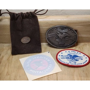 1986 NRA Belt Buckle Institute Legislative Action Defender Eagle Lot Pin Patch - Picture 1 of 17