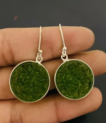 Pendiente de plata de ley 925 con piedras preciosas de moldavita hecho a mano joyería regalo por amor Foto 1 de 3