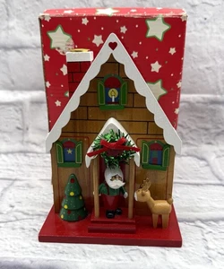 Dakin Casa di Babbo Natale Edificio in Legno Portacandele Vintage 1988 - Foto 1 di 6