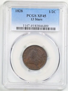 1828 13 Stars 1/2C Classic Head Half Cent XF45 PCGS 83846489 - Picture 1 of 4