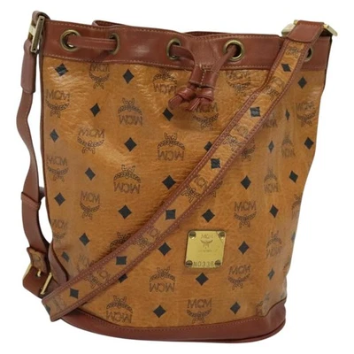 Bolso de Hombro MCM Logograma Vicetos PVC Cuero Marrón Dorado Auténtico am8195 Foto 1 de 4